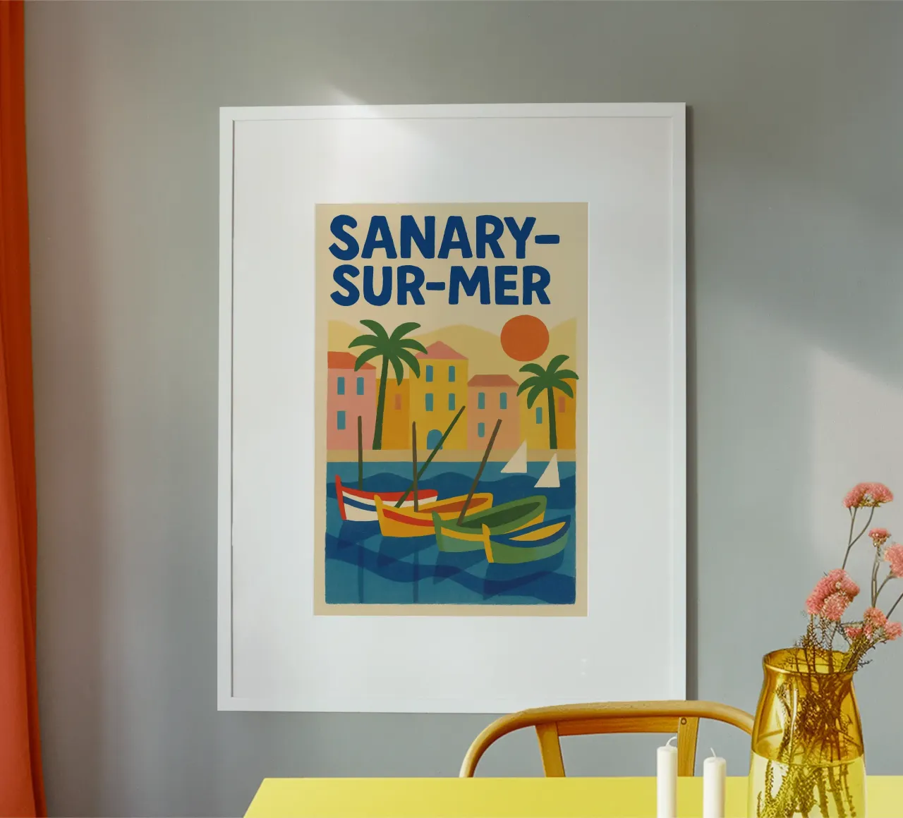 Poster d'epoca Sanary-sur-Mer poster con telaio in plastica da JETLAG | affiches voyage