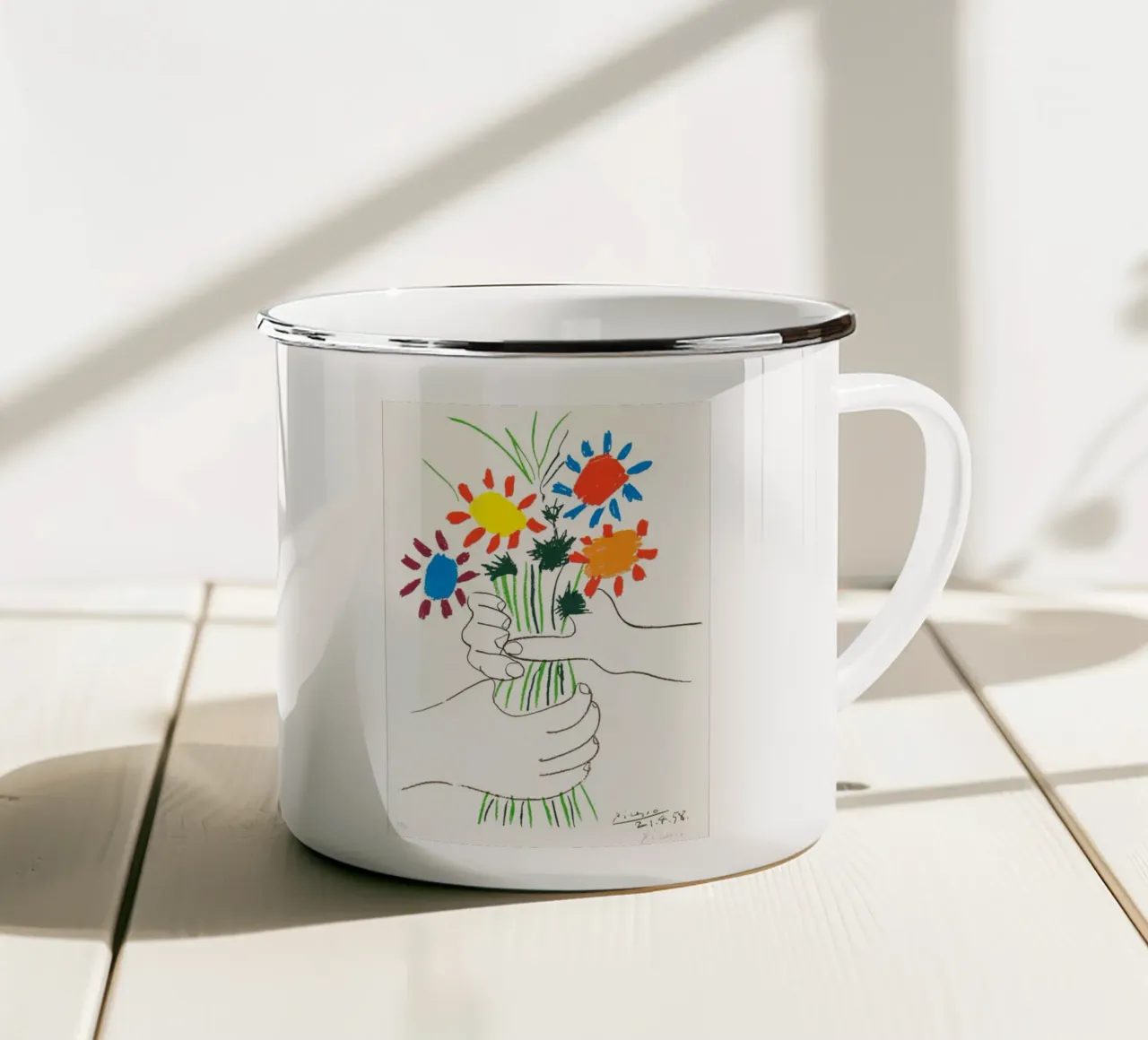 Fiori in vaso - Poster di Picasso tazza in smalto da Günstiger Laden