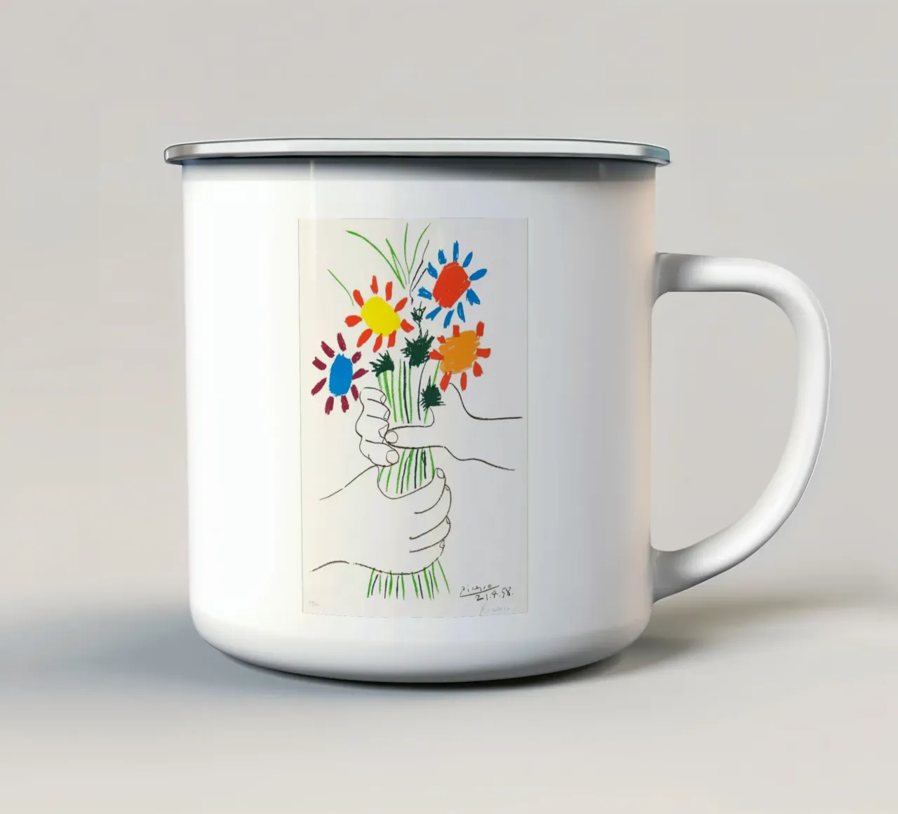 Fiori in vaso - Poster di Picasso tazza in smalto da Günstiger Laden