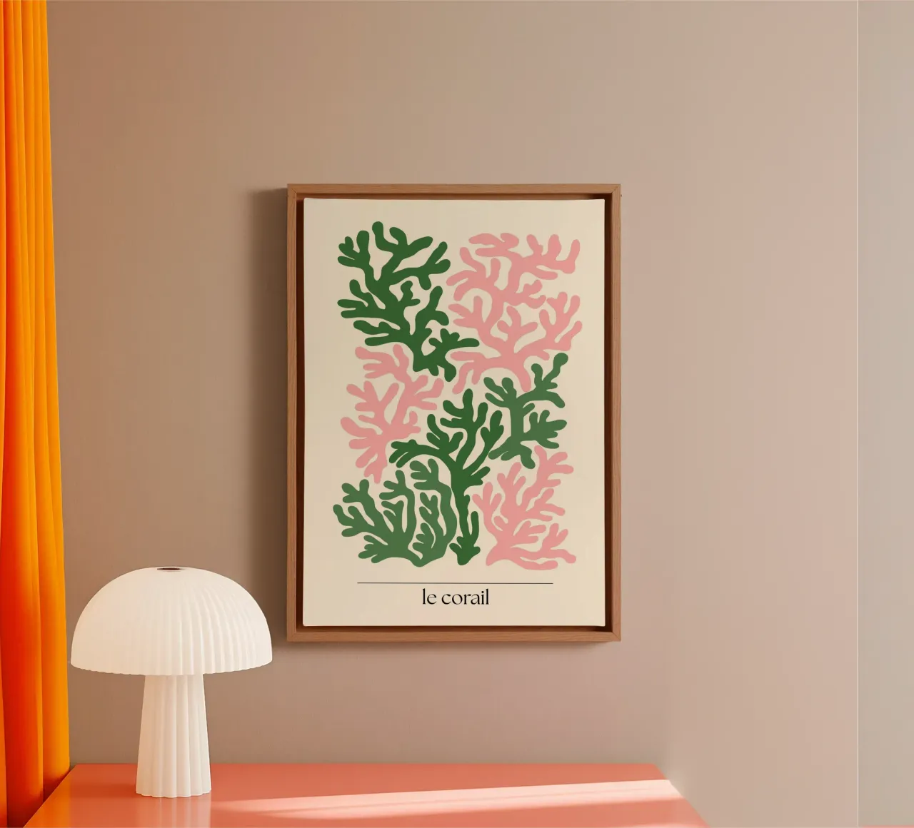 Le Corail Poster, Matisse-stijl, kustkunstdruk canvas met Baklijst van dawnthesea