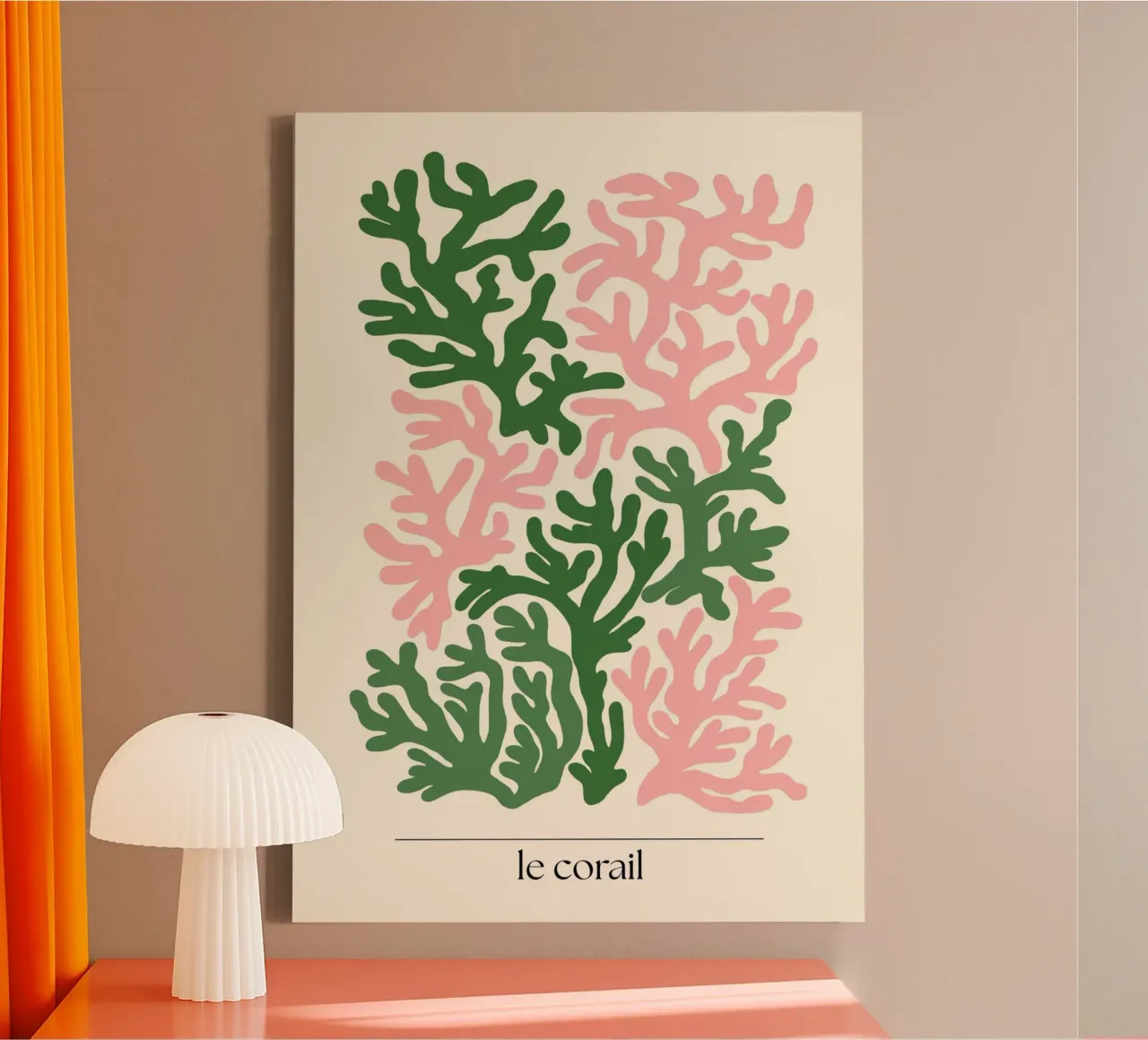 Le Corail Poster, Matisse-stijl, kustkunstdruk canvas met Baklijst van dawnthesea