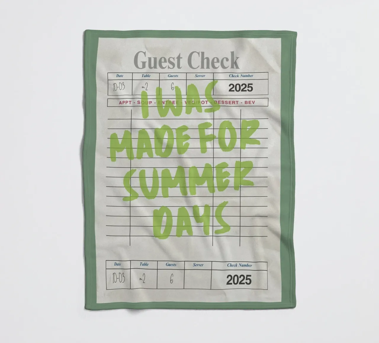 Made For Summer Days, Citazione retrò, Guest Check Art coperta in pile da dawnthesea