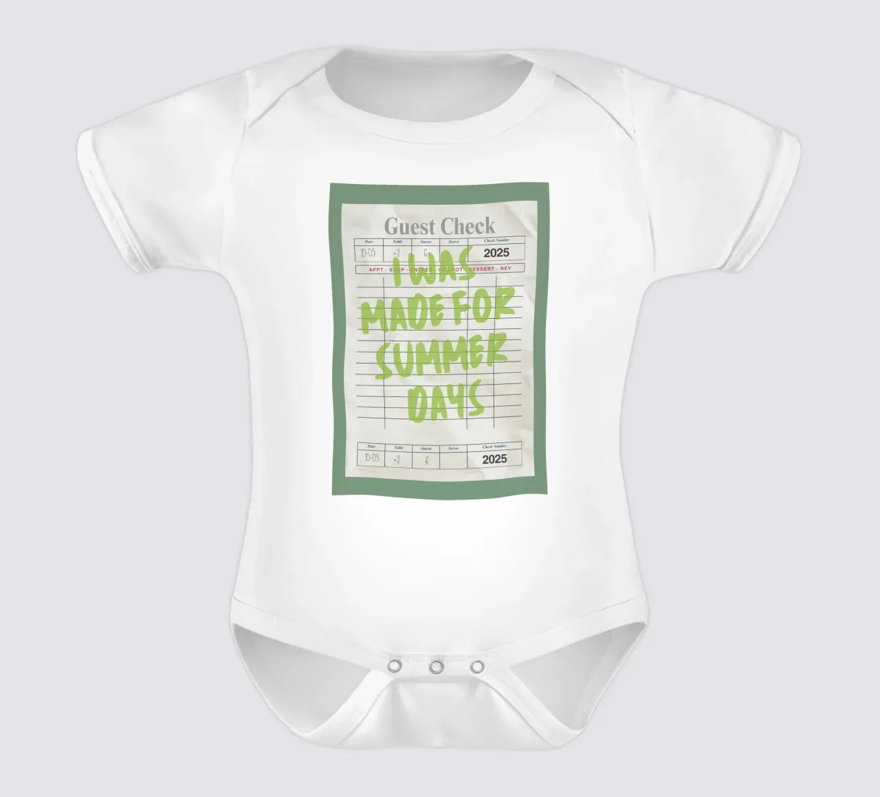 Made For Summer Days, Citazione retrò, Guest Check Art body neonato maniche corte da dawnthesea