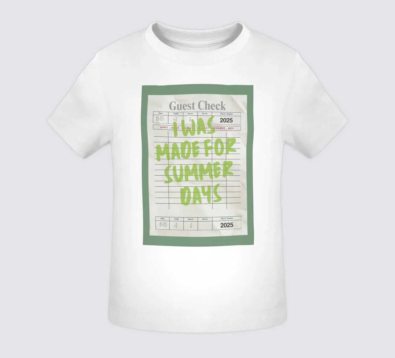 Made For Summer Days, Citazione retrò, Guest Check Art maglietta neonato da dawnthesea