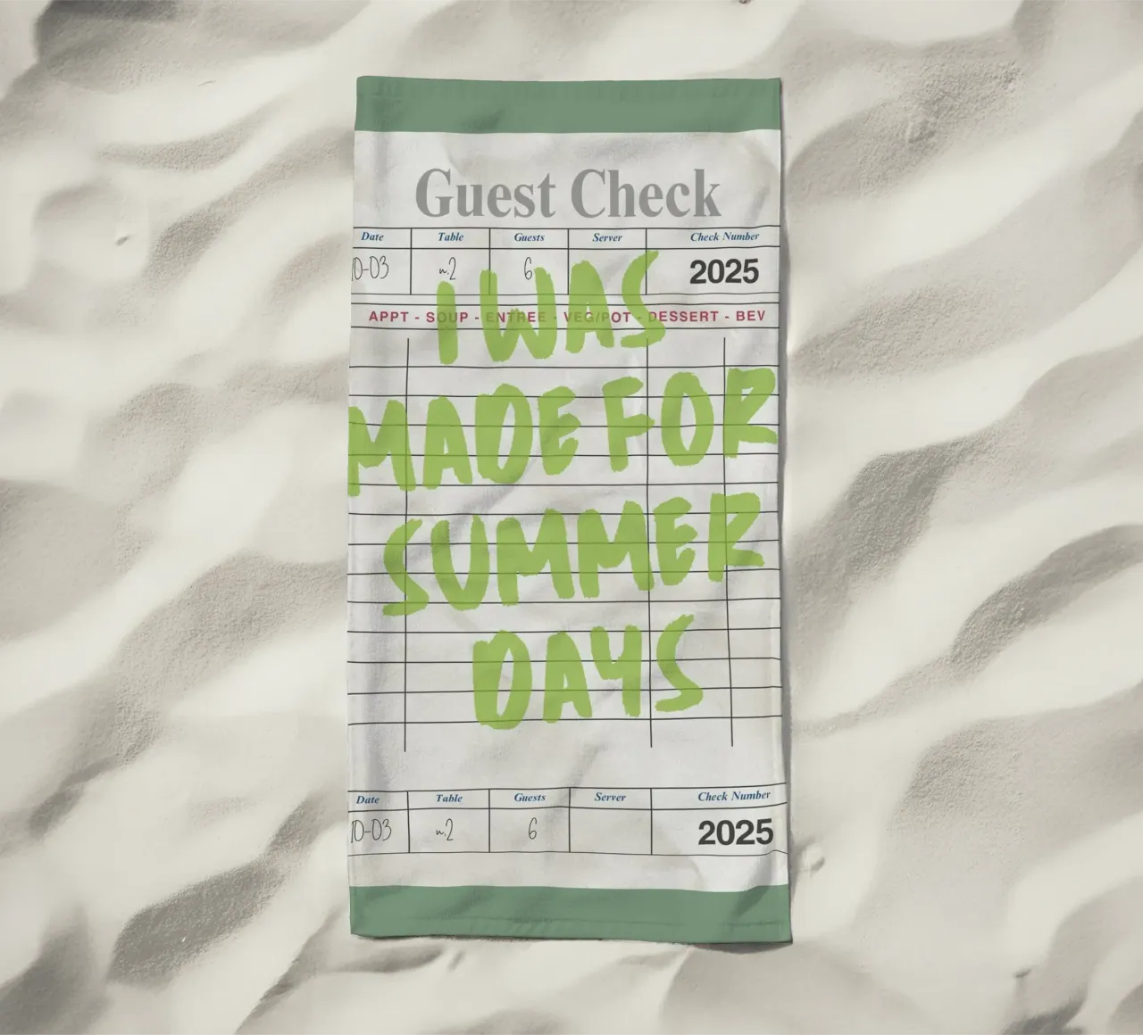 Made For Summer Days, Citazione retrò, Guest Check Art telo mare da dawnthesea
