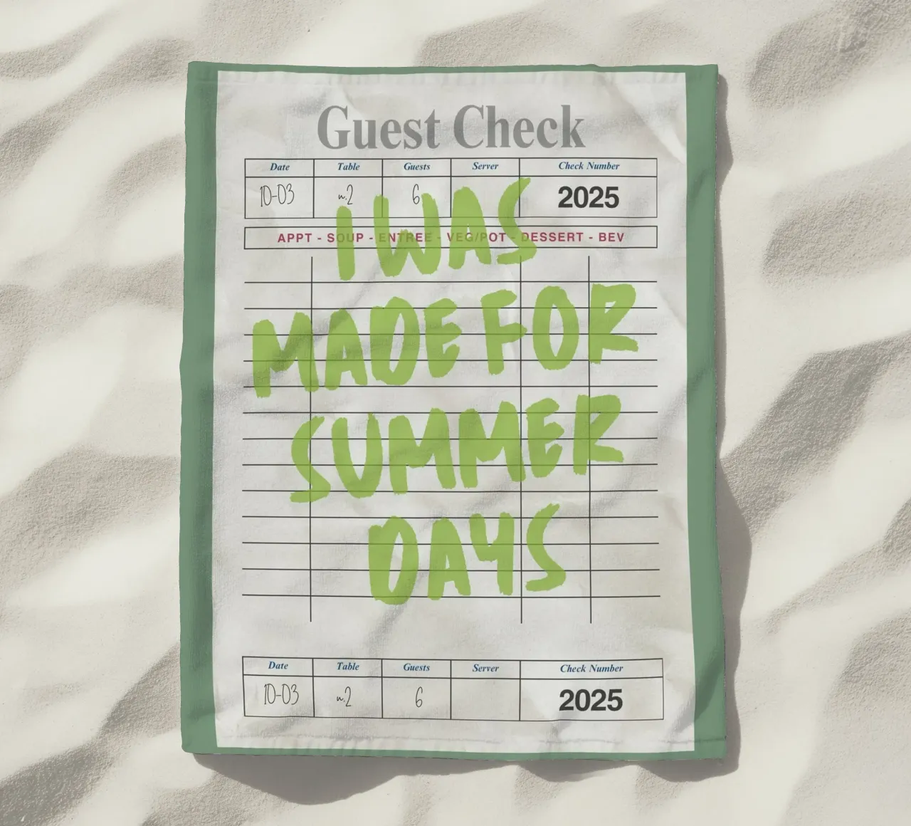 Made For Summer Days, Citazione retrò, Guest Check Art telo mare da dawnthesea