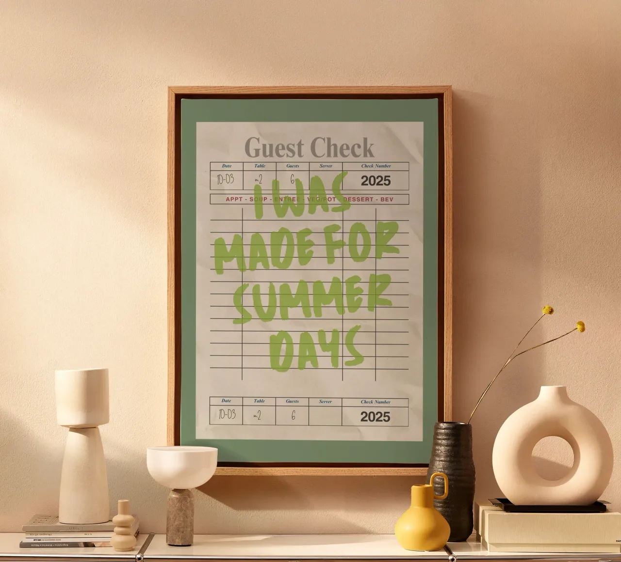 Made For Summer Days, Citazione retrò, Guest Check Art tela con Cornice a cassetta da dawnthesea