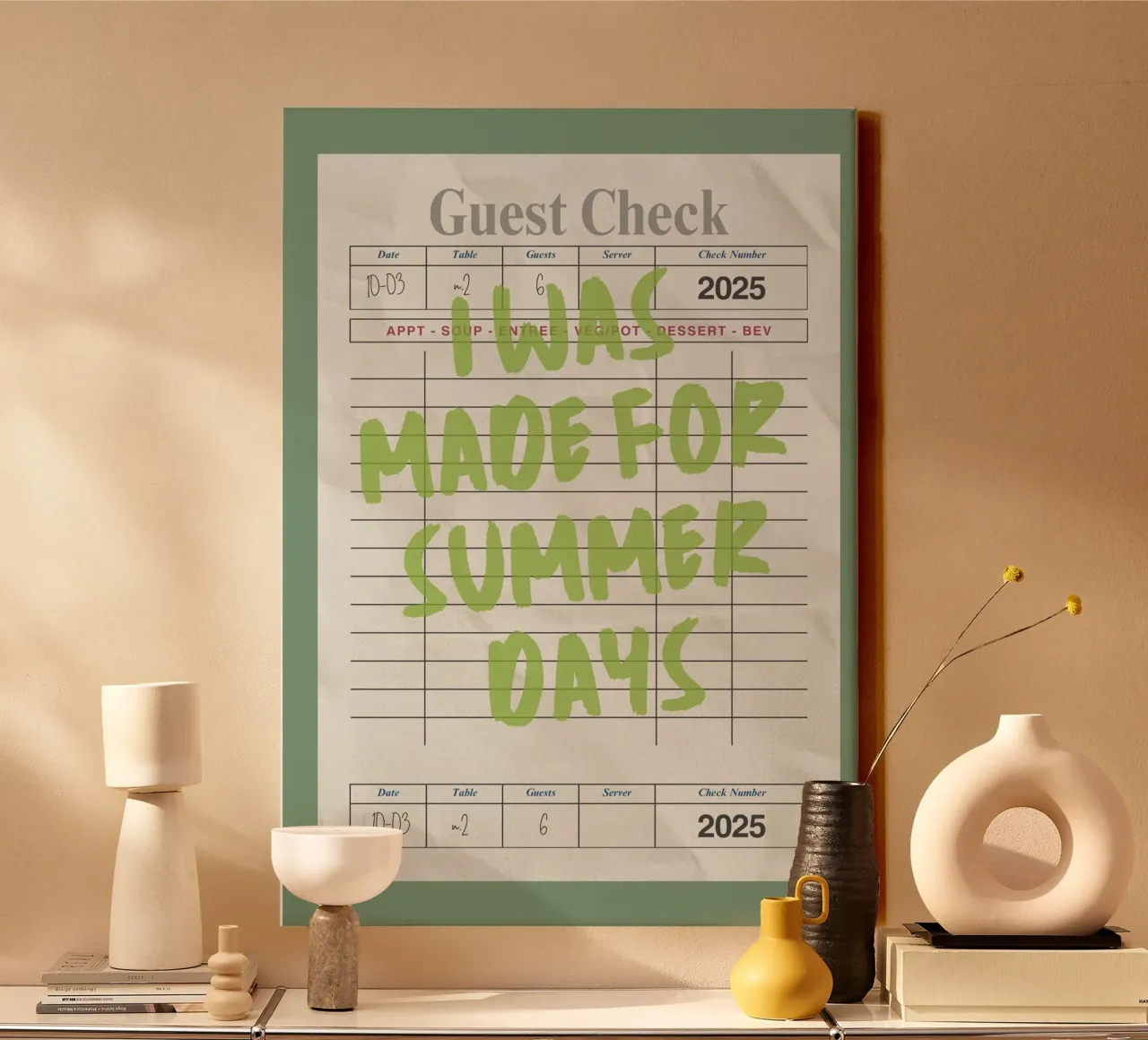 Made For Summer Days, Citazione retrò, Guest Check Art tela con Cornice a cassetta da dawnthesea