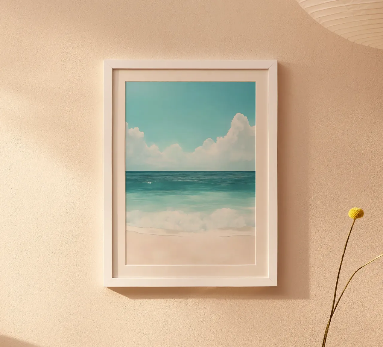 Vue sur l'océan sans fin, horizon côtier, impression d'art sur la plage poster de dawnthesea