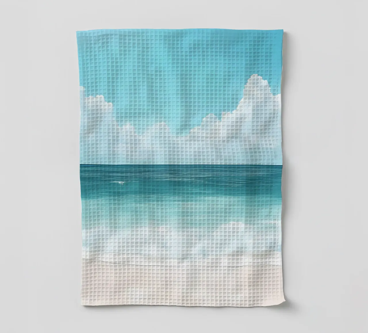 Vue sur l'océan sans fin, horizon côtier, impression d'art sur la plage torchon de dawnthesea