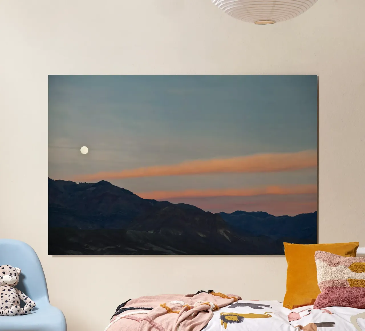 Luna piena sulla Valle della Morte poster con telaio in alluminio da Marc Gruninger