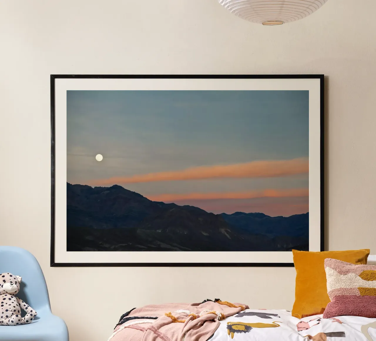 Luna piena sulla Valle della Morte poster con telaio in alluminio da Marc Gruninger