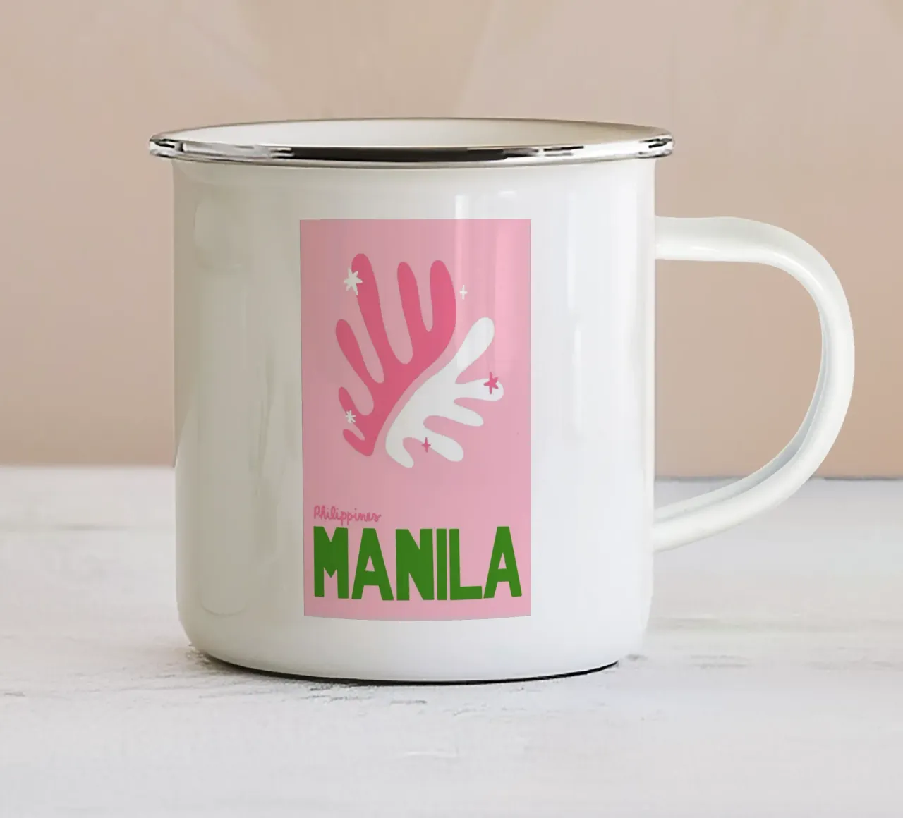 Manila Filippine, Viaggio Retrò, Stile Matisse tazza in smalto da dawnthesea