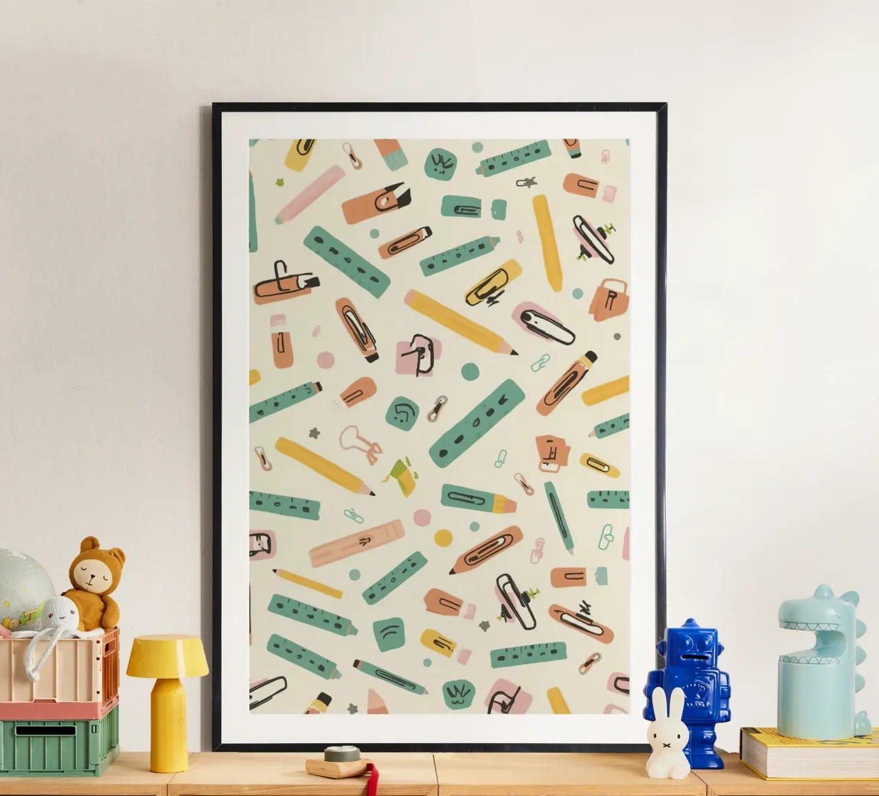 Journal créatif de l'étudiant - Back to School Vibes poster avec cadre en bois de DesignDoodle