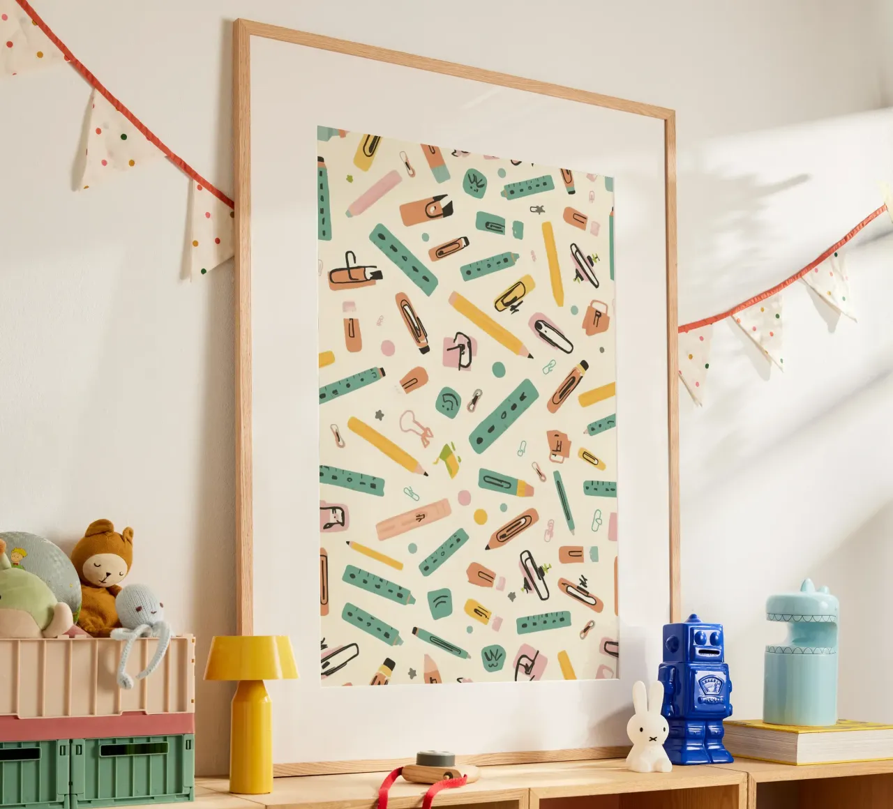 Journal créatif de l'étudiant - Back to School Vibes poster avec cadre en bois de DesignDoodle