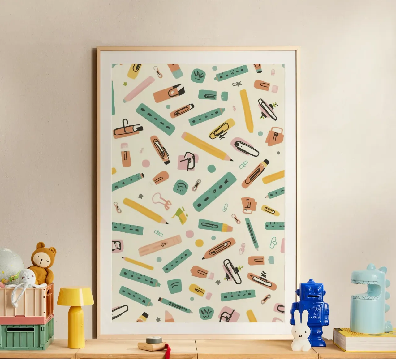 Journal créatif de l'étudiant - Back to School Vibes poster avec cadre en bois de DesignDoodle