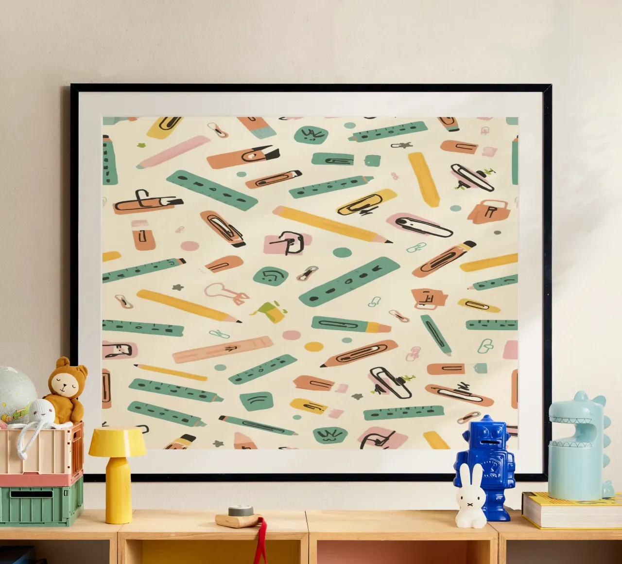 Journal créatif de l'étudiant - Back to School Vibes poster avec cadre en bois de DesignDoodle