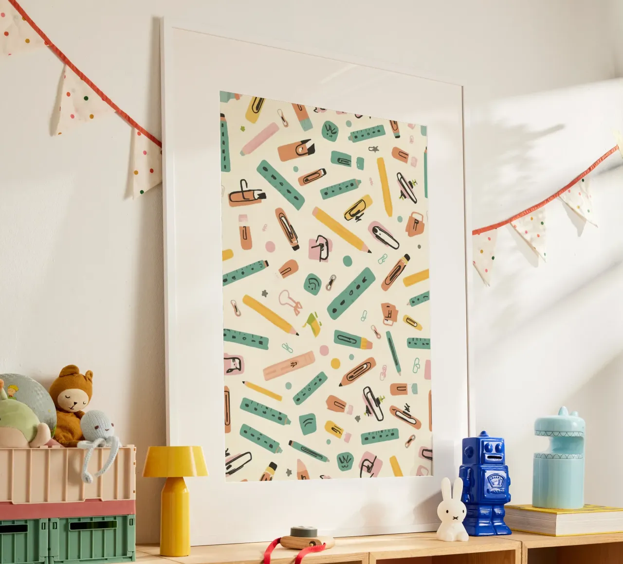 Journal créatif de l'étudiant - Back to School Vibes poster avec cadre en bois de DesignDoodle