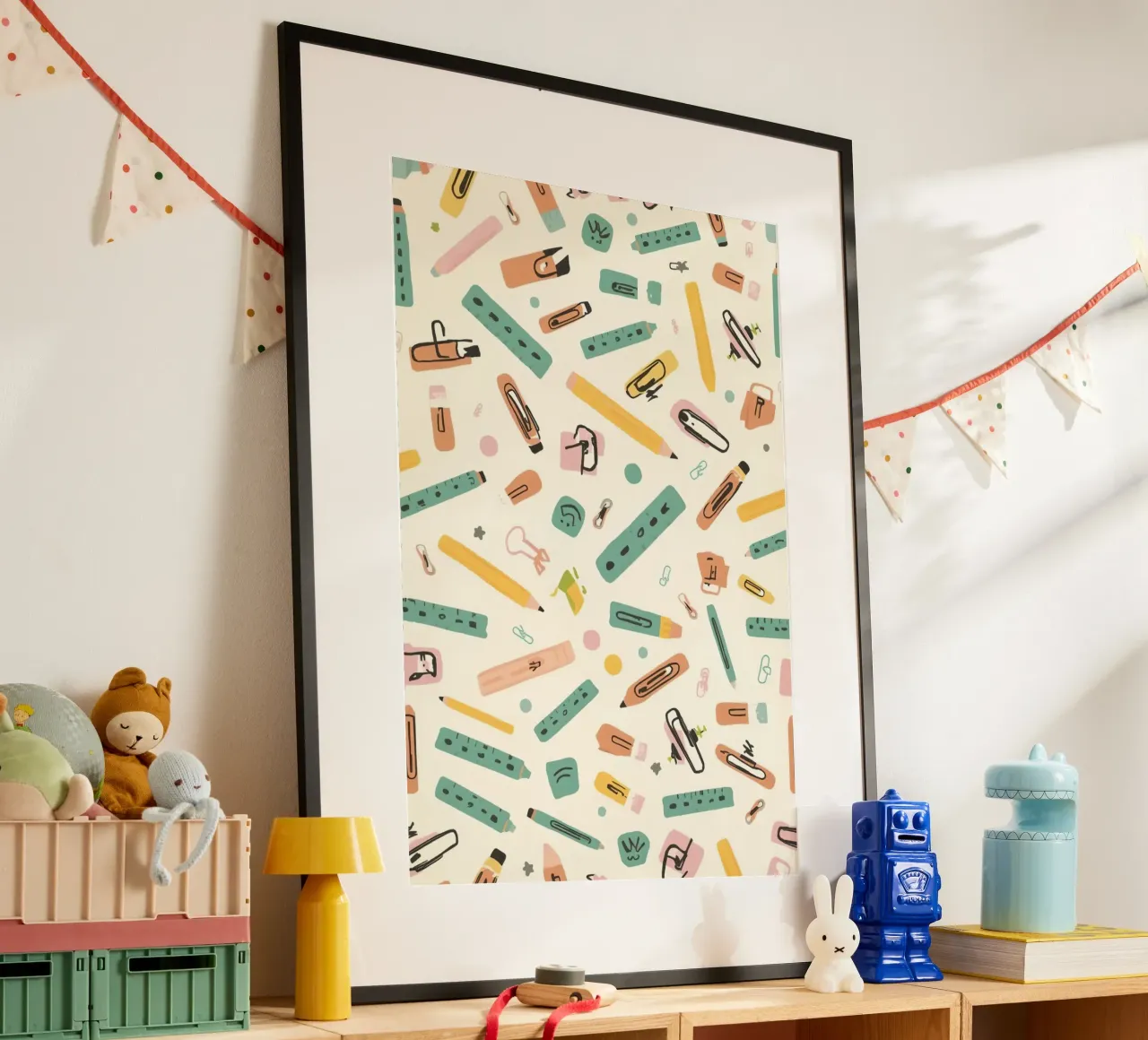 Journal créatif de l'étudiant - Back to School Vibes poster avec cadre en bois de DesignDoodle