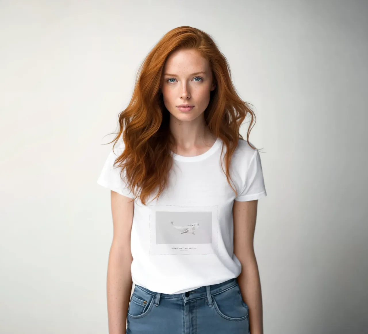 Boho Ocean 1 Beluga Whale women's fitted t-shirt by Boho Print Collection