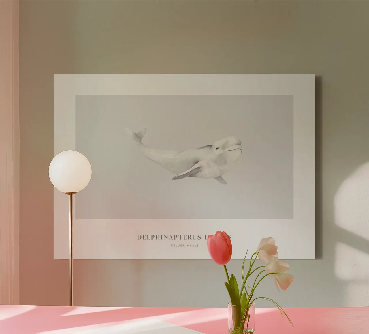 Boho Ocean 1 Beluga Whale tela con Cornice a cassetta da Boho Print Collection