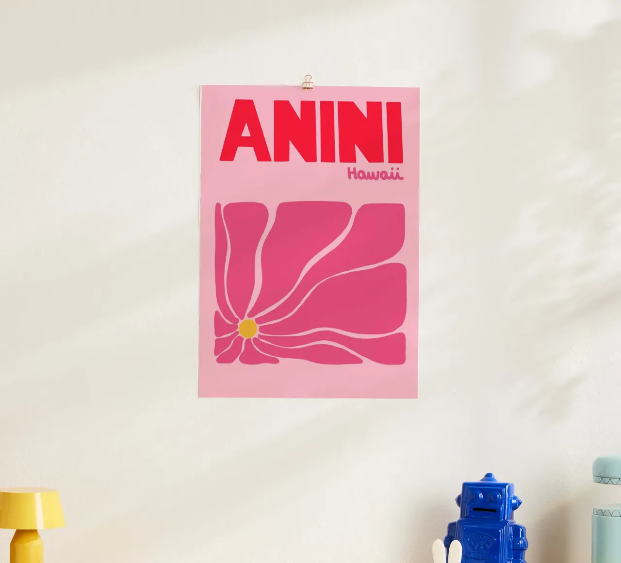 Anini Hawaii Poster, Retro Bloemsierkunst, Reizen poster van dawnthesea