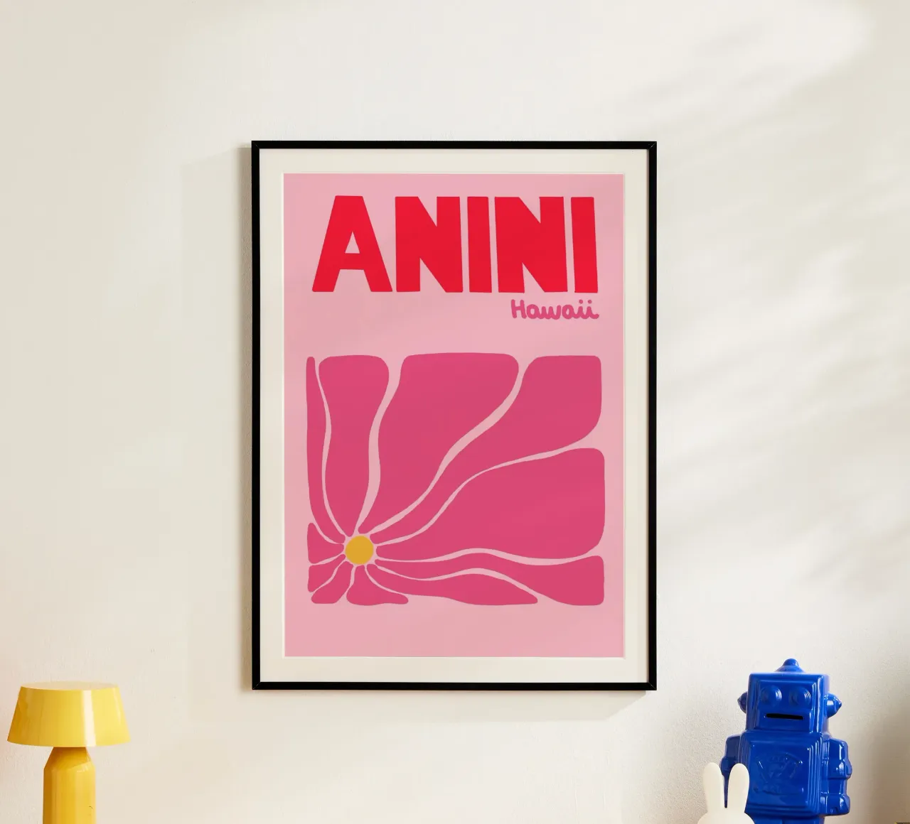 Anini Hawaii Poster, Retro Bloemsierkunst, Reizen poster van dawnthesea