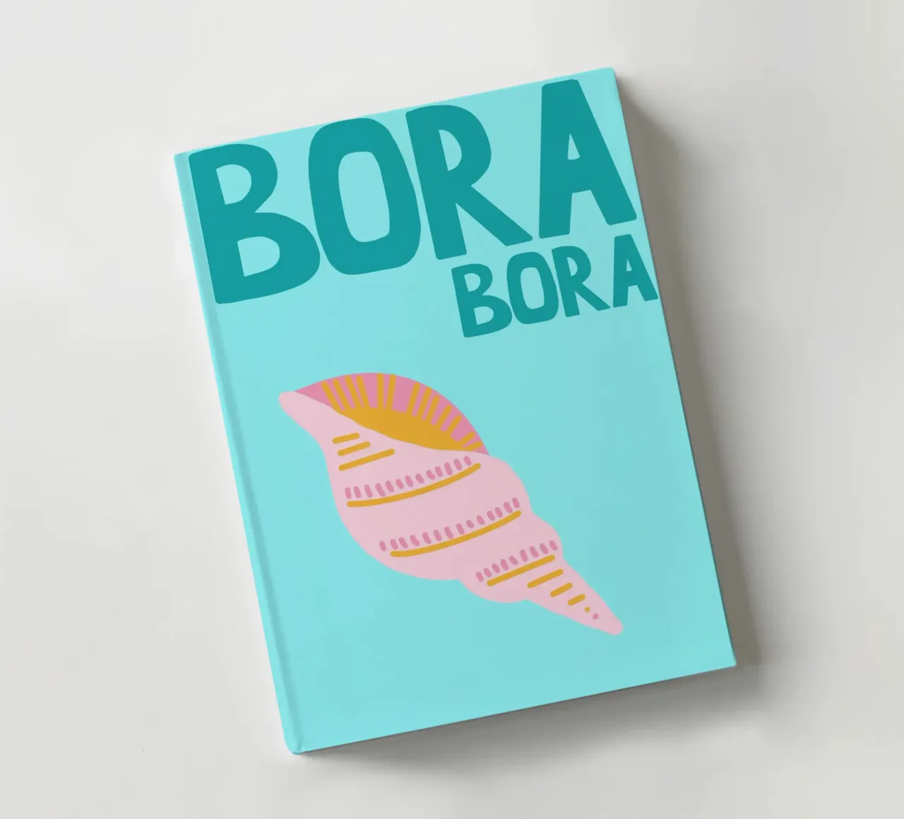 Bora Bora Poster, Retro Seashell, Travel Art notebook by dawnthesea