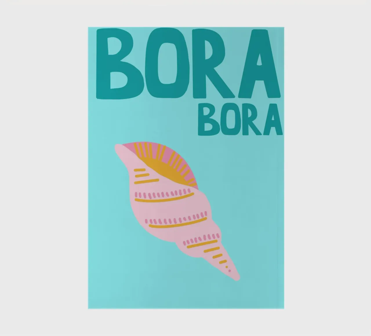 Bora Bora Poster, Retro Seashell, Travel Art notebook by dawnthesea