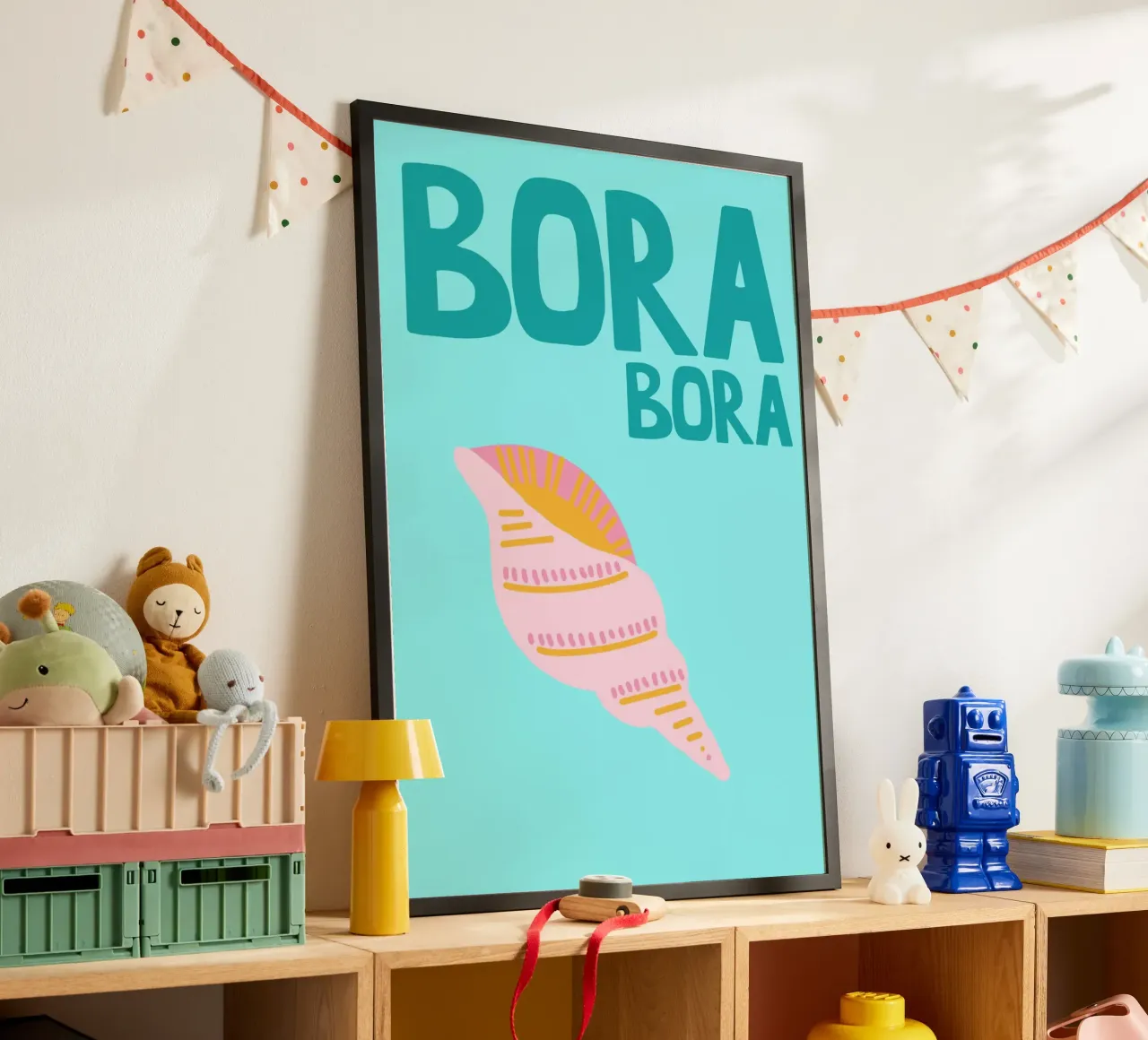 Poster di Bora Bora, conchiglia retrò, arte di viaggio poster da dawnthesea
