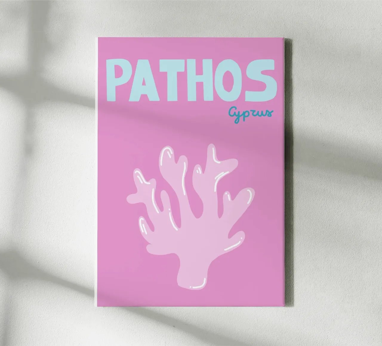 Pathos Cyprus Poster, Retro Koraal Kunst, Reizen canvas met Baklijst van dawnthesea