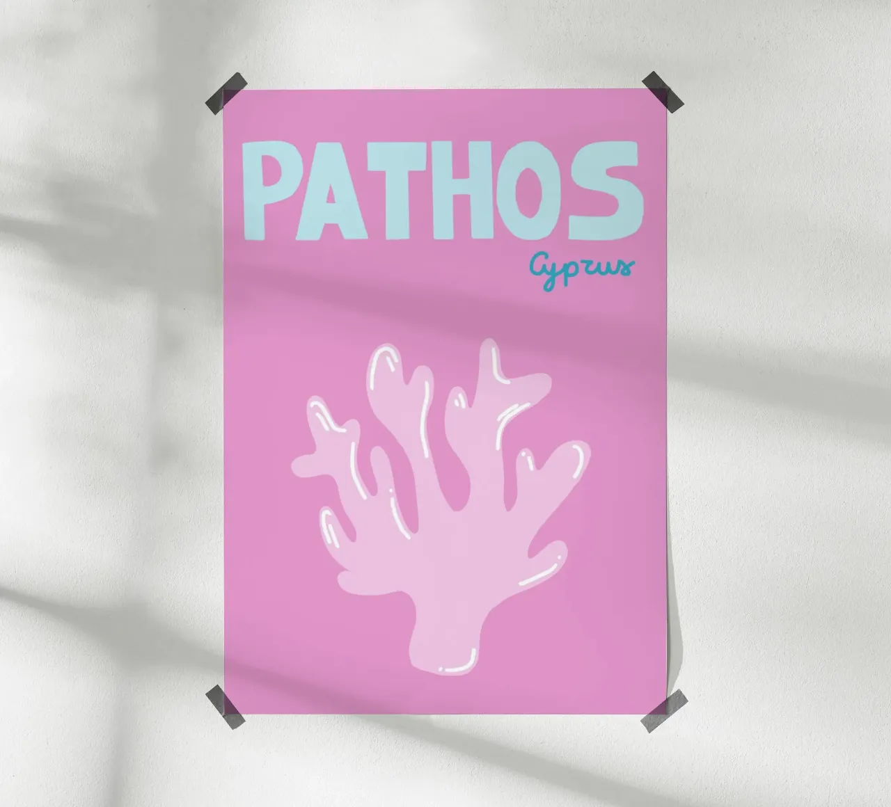 Poster Pathos Cipro, arte corallina retrò, viaggi poster da dawnthesea