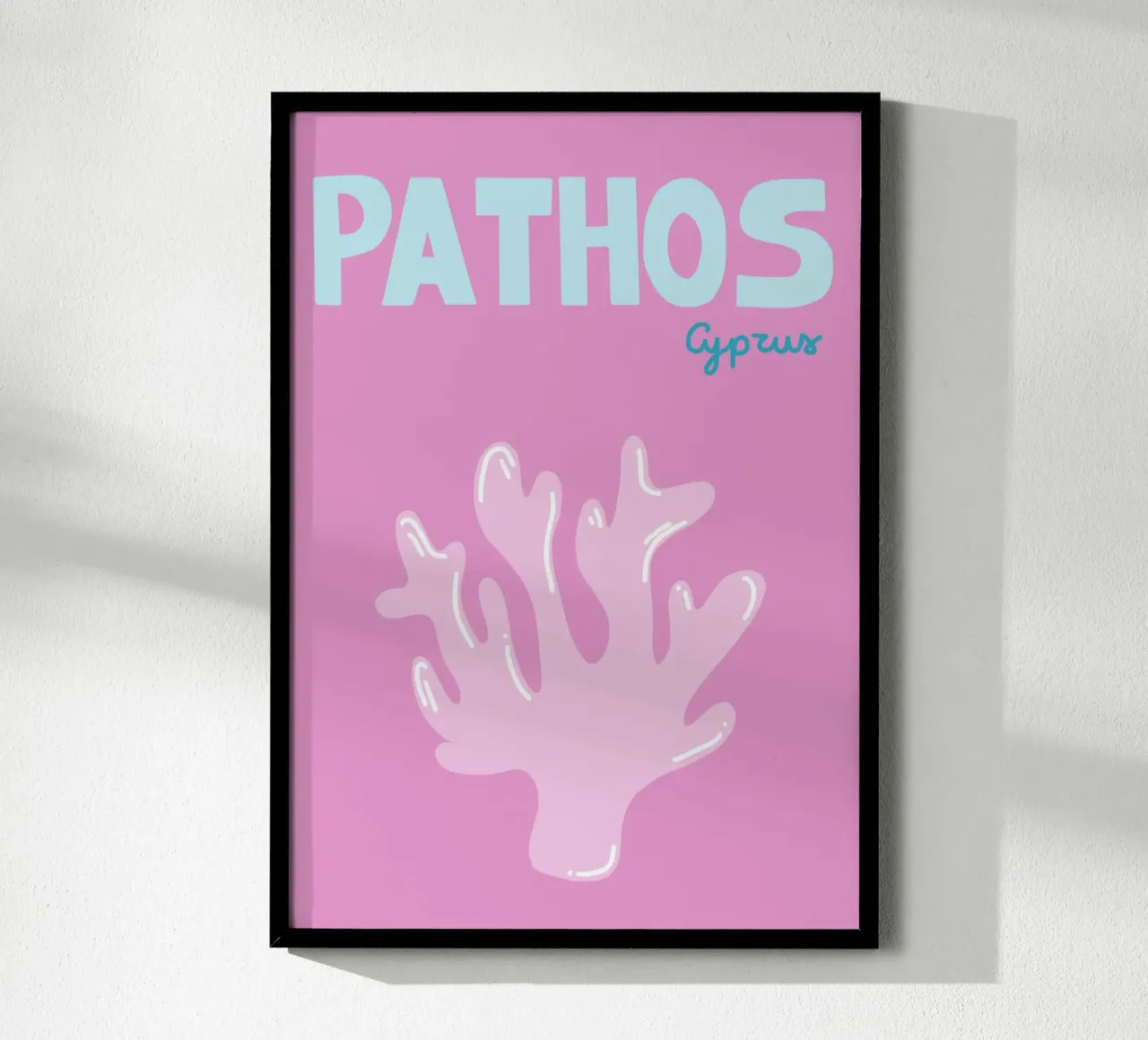 Poster Pathos Cipro, arte corallina retrò, viaggi poster da dawnthesea