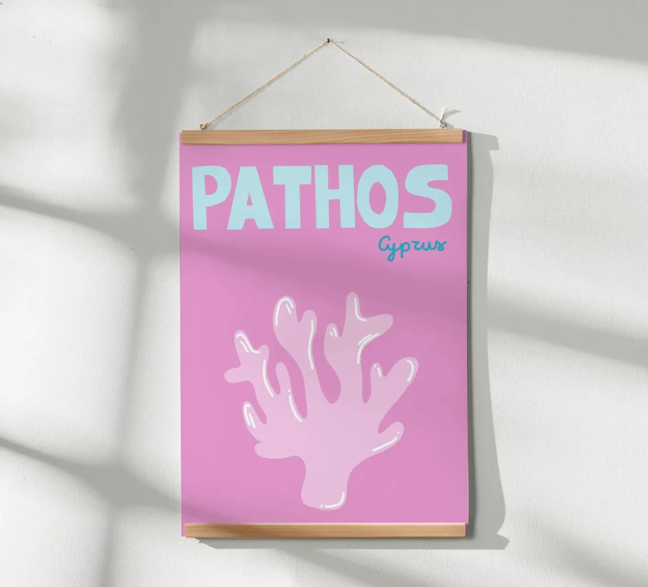 Poster Pathos Cipro, arte corallina retrò, viaggi poster da dawnthesea