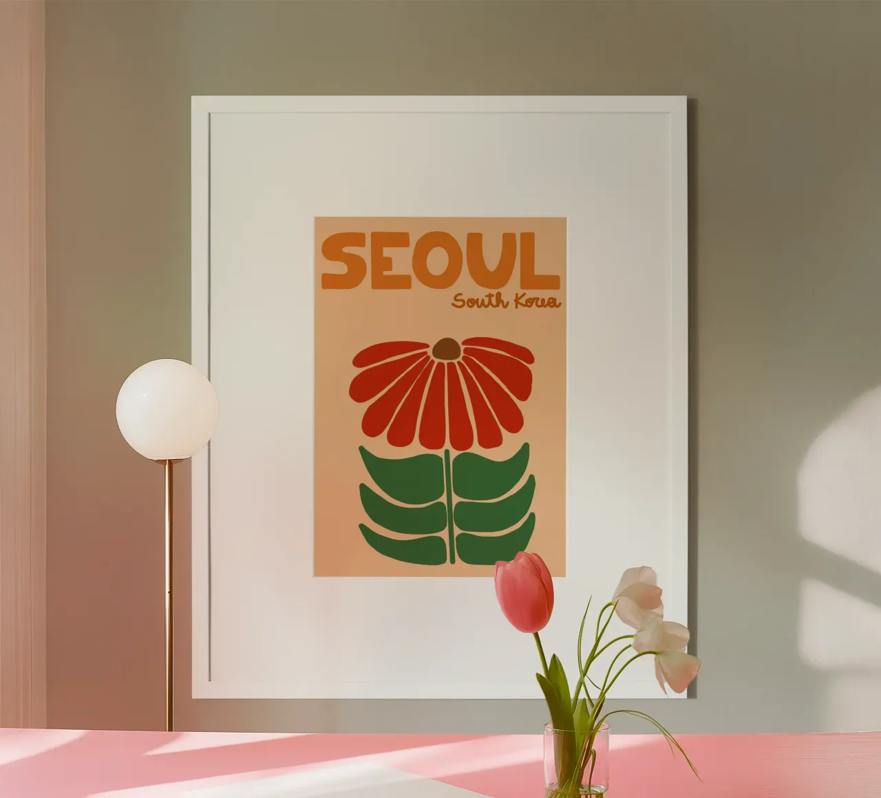 Poster di Seoul, Corea del Sud, fiore d'arte popolare moderna poster da dawnthesea