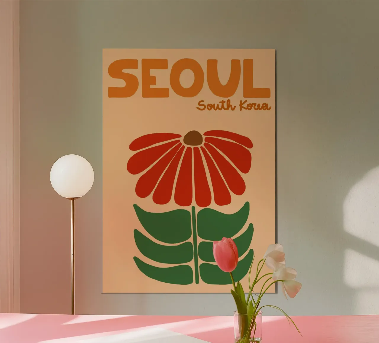 Poster di Seoul, Corea del Sud, fiore d'arte popolare moderna poster da dawnthesea
