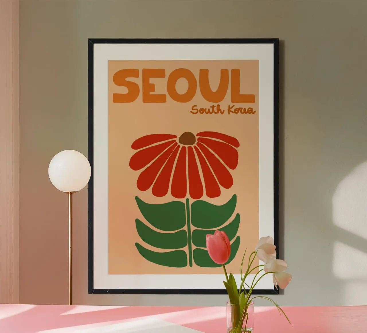 Poster di Seoul, Corea del Sud, fiore d'arte popolare moderna poster da dawnthesea