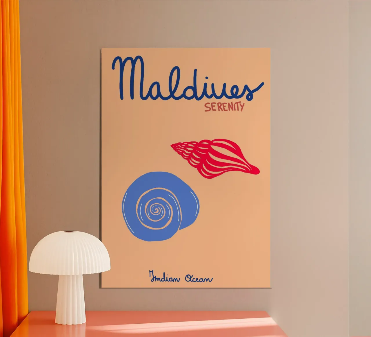 Poster Maldive Serenity, arte tropicale conchiglia poster da dawnthesea