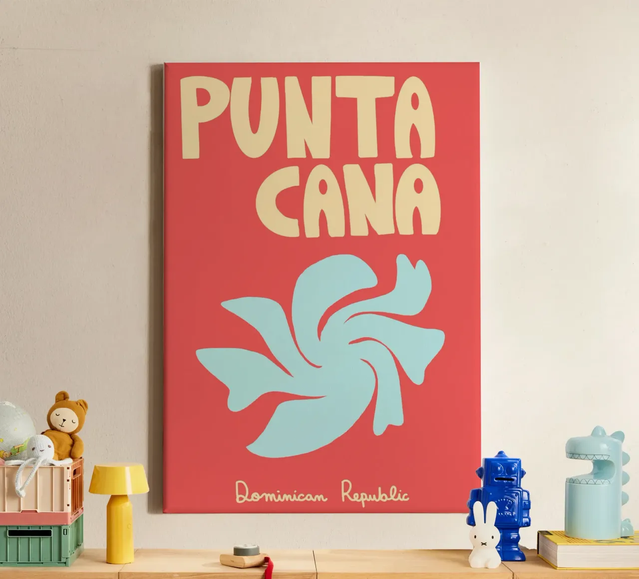 Punta Cana Poster, Abstracte Dominicaanse Kunst canvas met Baklijst van dawnthesea