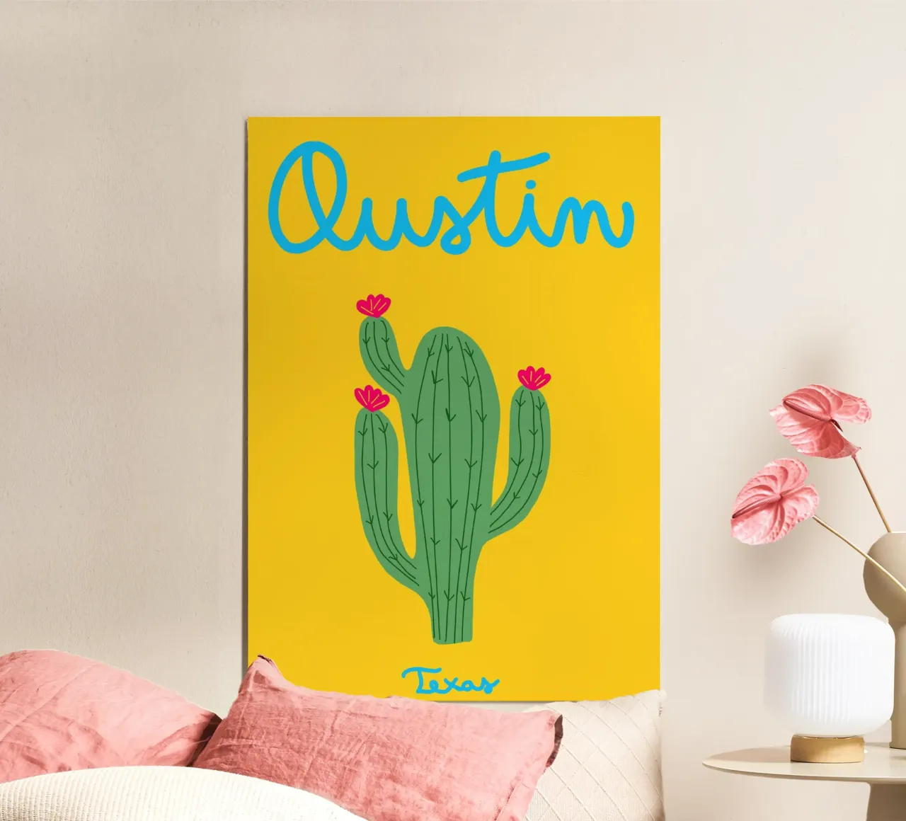 Poster con cactus di Austin Texas, arte Boho del sud-ovest poster da dawnthesea