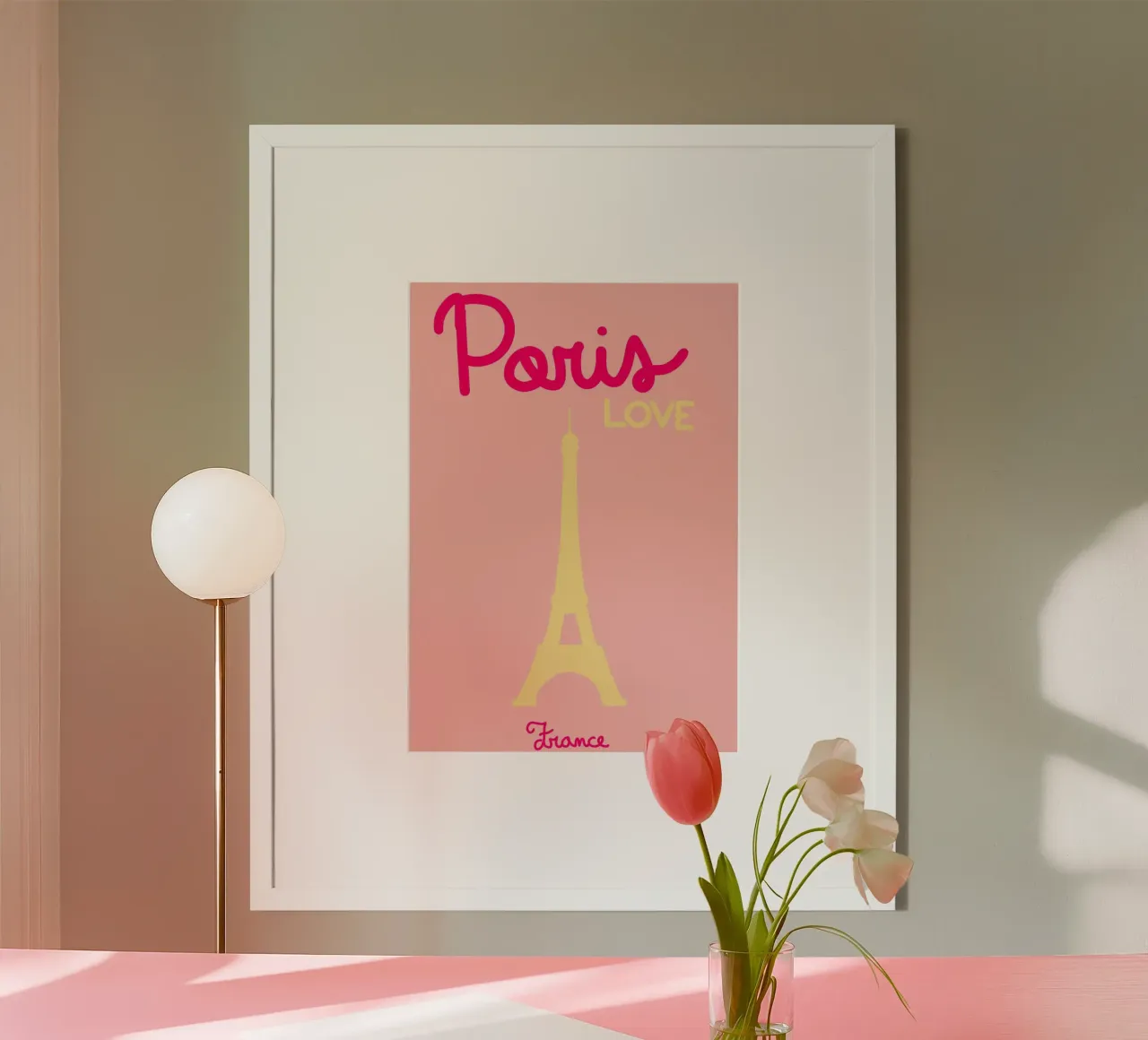 Paris Frankreich Poster, Eiffelturm Liebeskunst Poster mit Aluminium Rahmen von dawnthesea