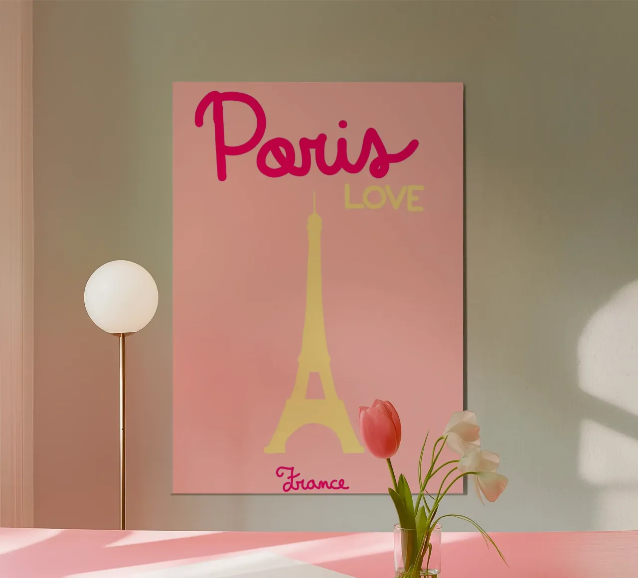 Paris Frankreich Poster, Eiffelturm Liebeskunst Poster mit Aluminium Rahmen von dawnthesea