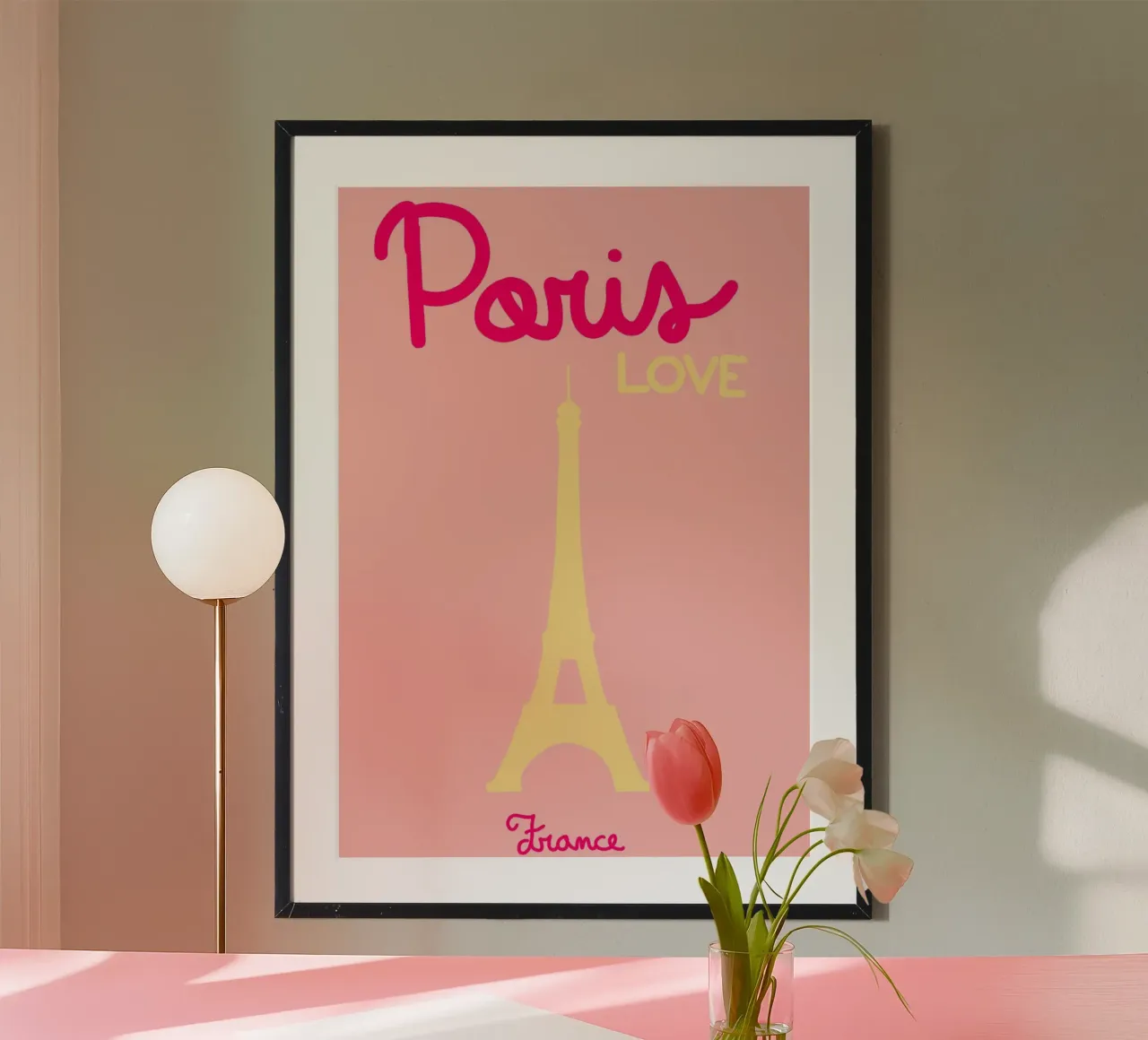 Paris Frankreich Poster, Eiffelturm Liebeskunst Poster mit Aluminium Rahmen von dawnthesea