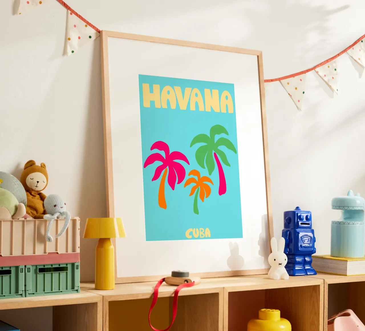 Poster Havana Cuba, palme tropicali retrò poster con telaio in alluminio da dawnthesea