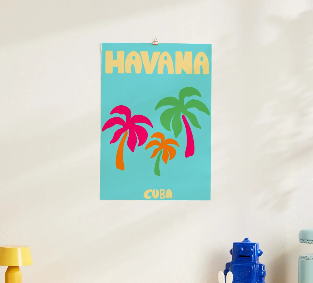 Poster Havana Cuba, palme tropicali retrò poster con telaio in alluminio da dawnthesea