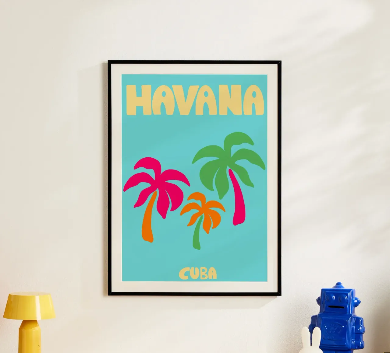 Poster Havana Cuba, palme tropicali retrò poster con telaio in alluminio da dawnthesea