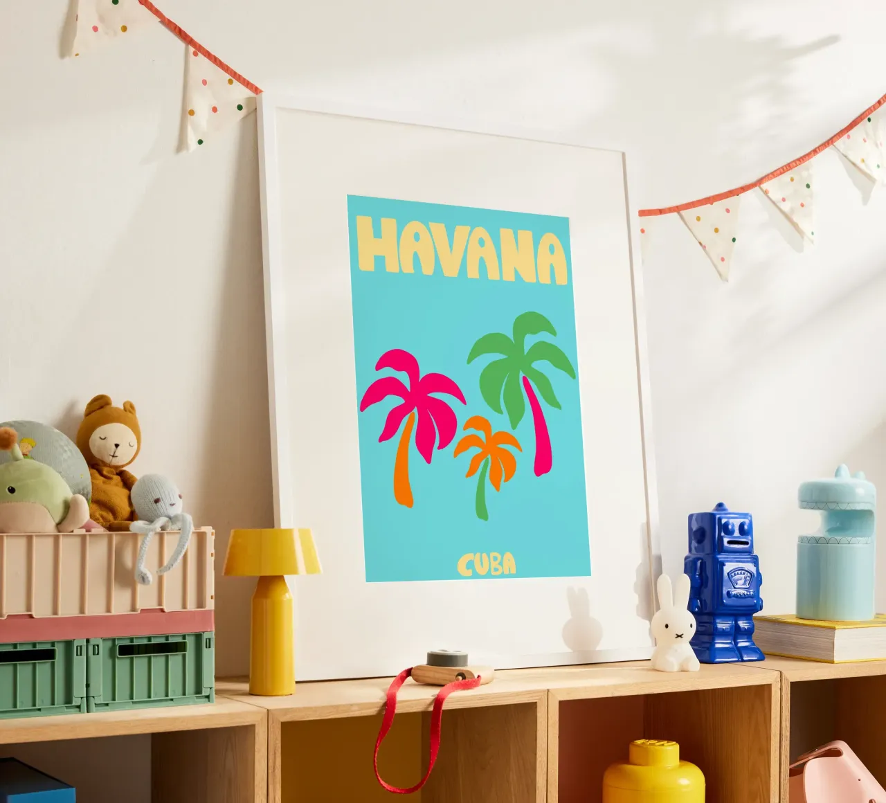 Poster Havana Cuba, palme tropicali retrò poster con telaio in alluminio da dawnthesea