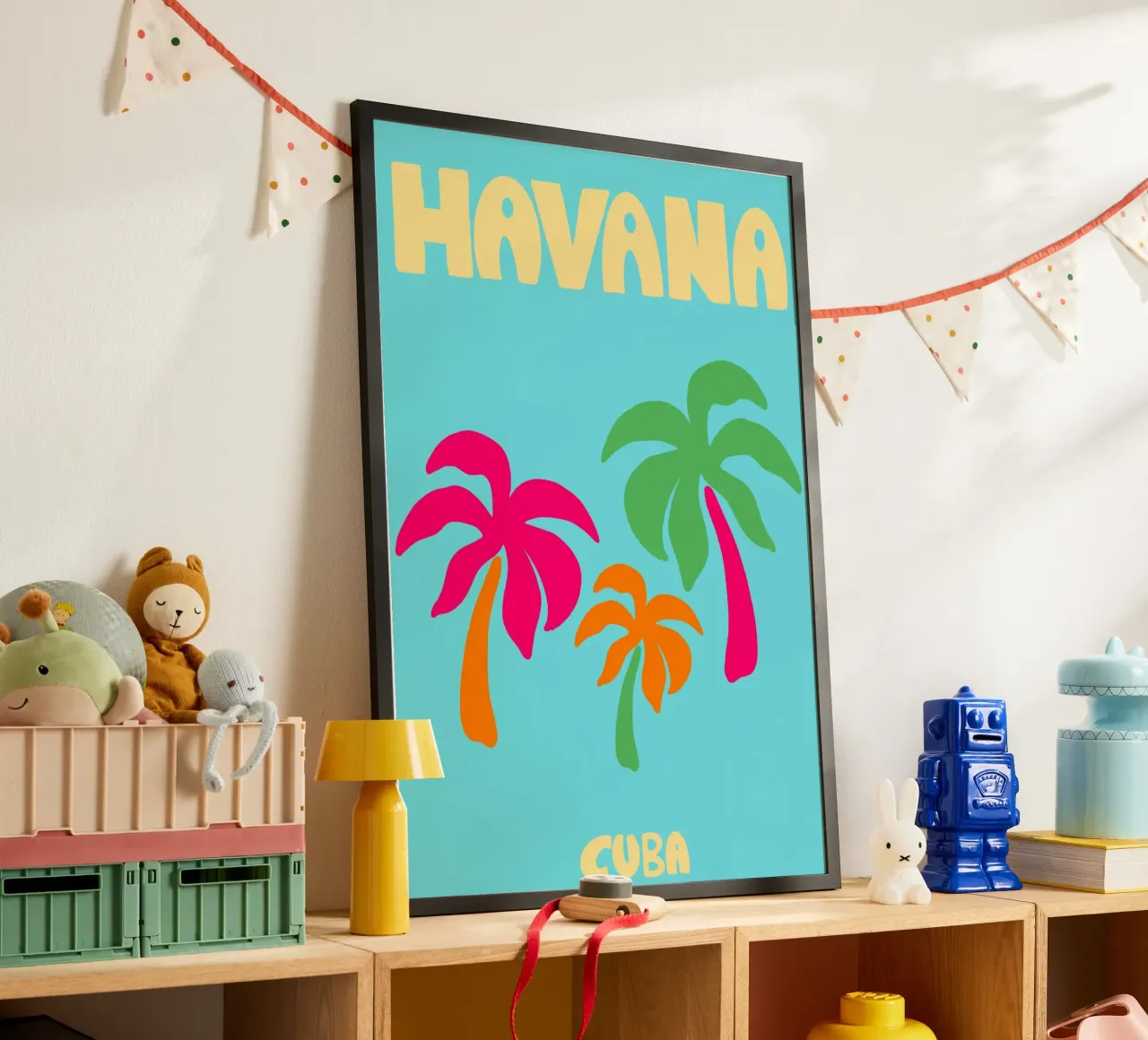 Poster Havana Cuba, palme tropicali retrò poster con telaio in alluminio da dawnthesea