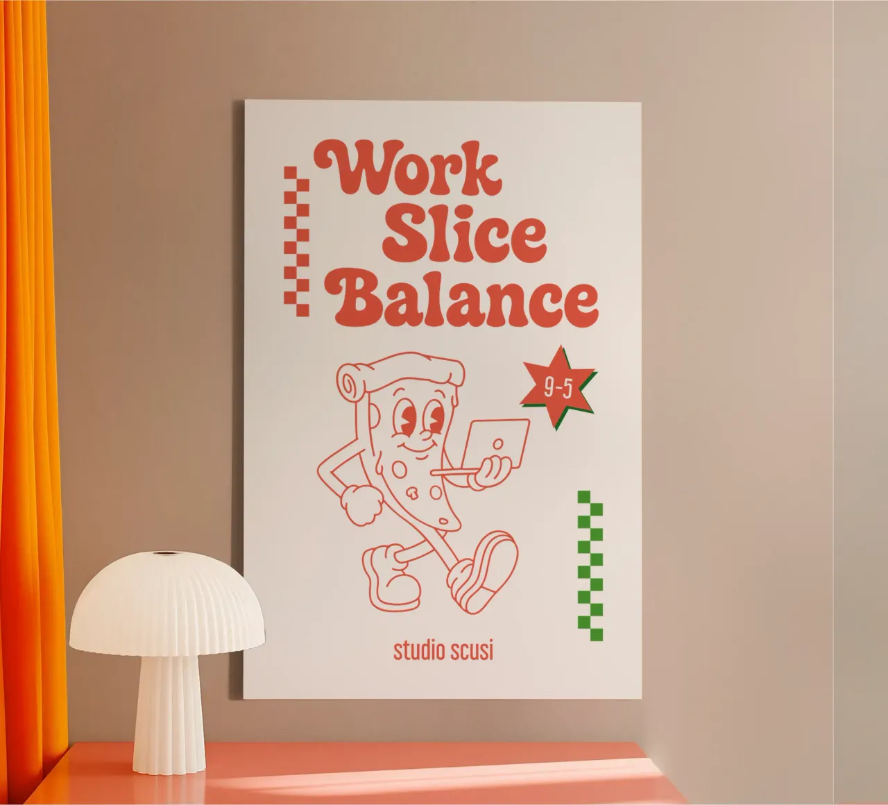 Work Slice Balance - Pizza Leinwand mit Schattenfugenrahmen von studio scusi