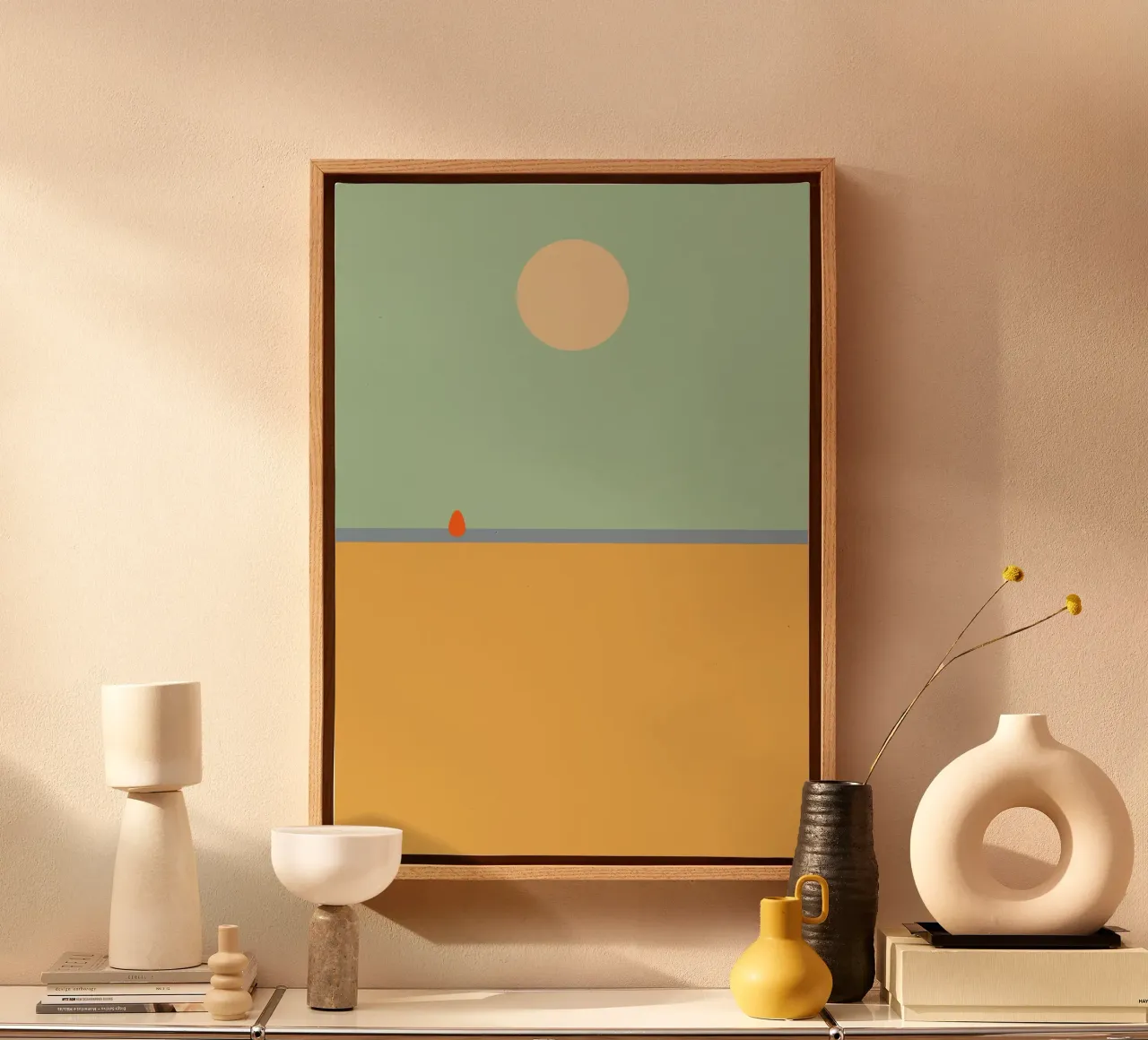 rest on the beach. (time to relax) lienzo con Marco flotante de FRICKE DESIGN